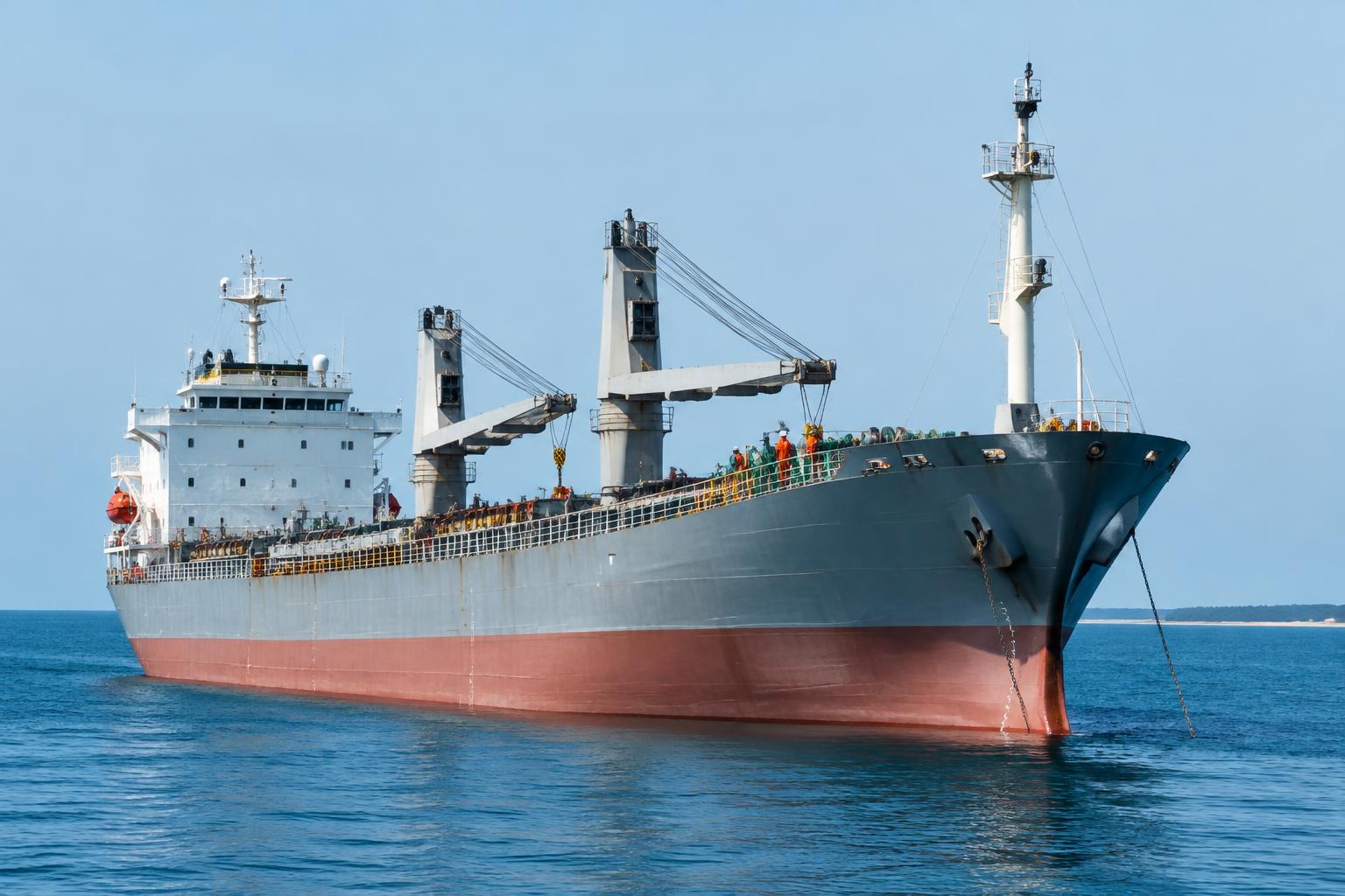 Illustration : cargo au mouillage pour un long séjour